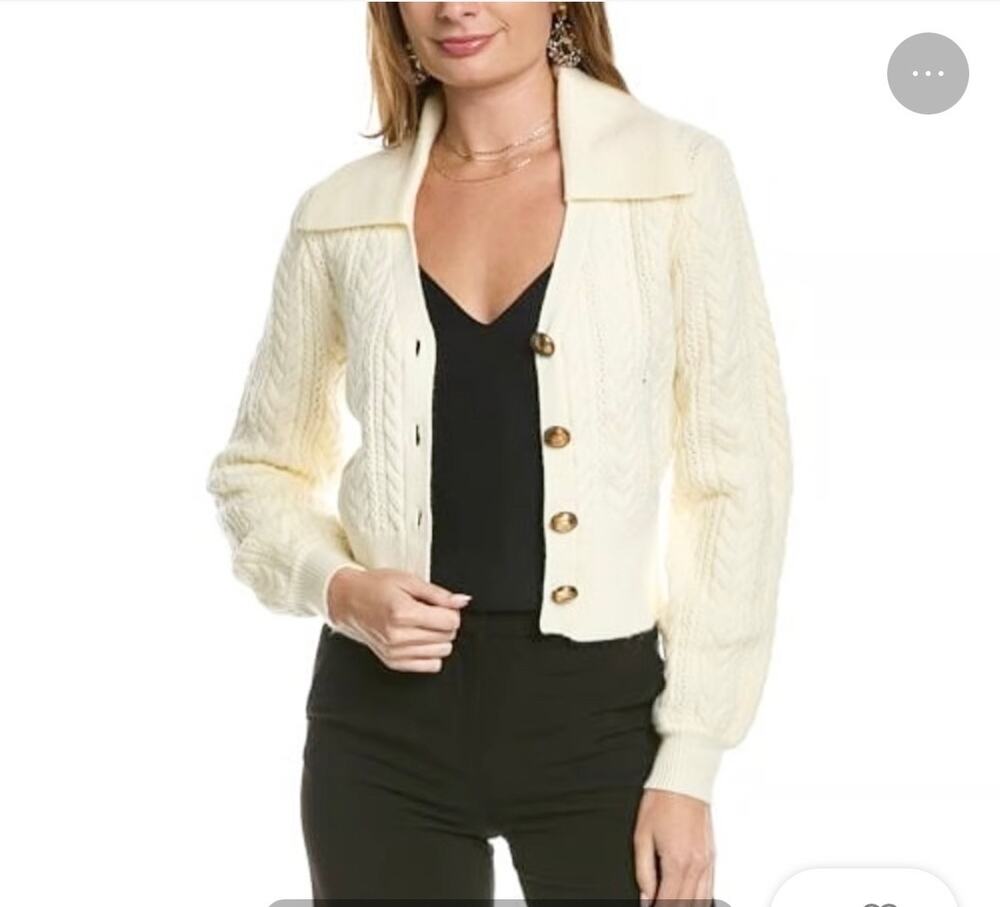 Alexia Admor Hazel Ivory Cable Knit Button Front Cardigan Sweater Size XL NWT